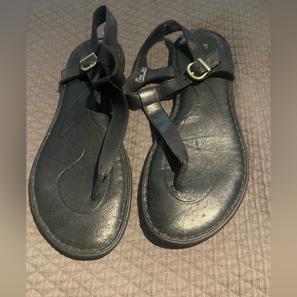 Born black leather sandals